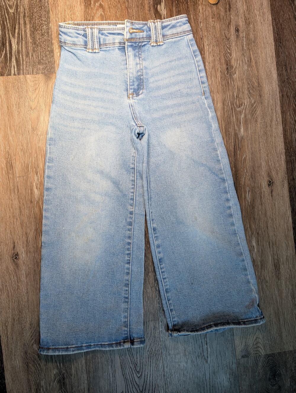 Jessica Simpson Girls Mia Wide Leg Jeans Light Wash Denim Size 6 FLAW